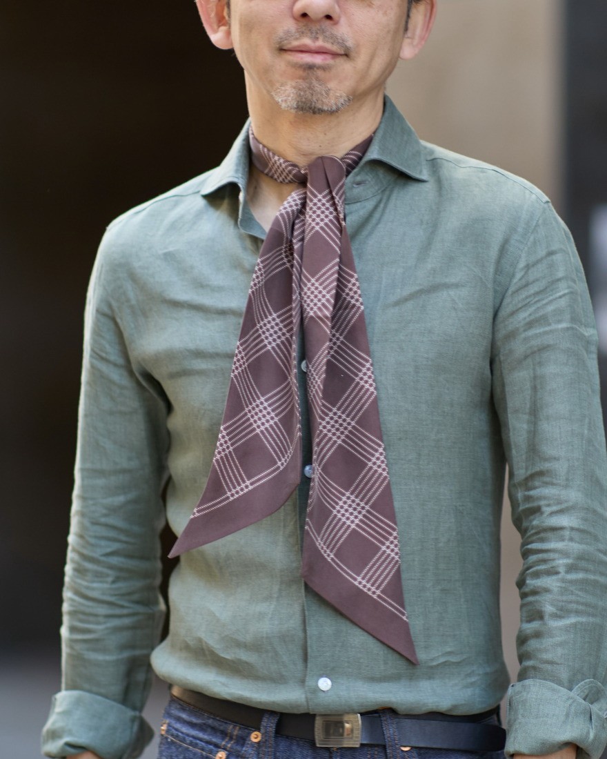 FRANCO BASSIチェック柄 ネッカチーフ【シルク】12l