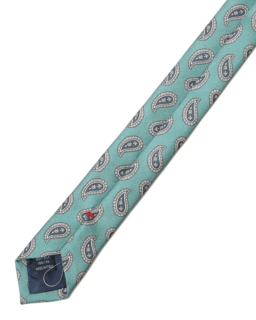 FRANCO BASSIブルーグリーン ペイズリー柄 タイ【シルク】07l