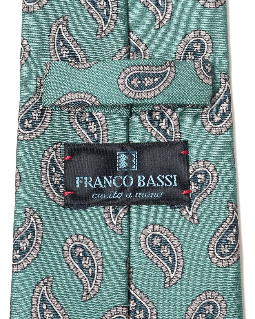 FRANCO BASSIブルーグリーン ペイズリー柄 タイ【シルク】08l