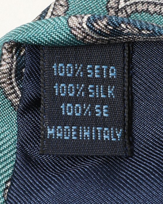 FRANCO BASSIブルーグリーン ペイズリー柄 タイ【シルク】09l