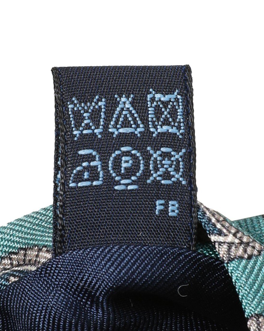 FRANCO BASSIブルーグリーン ペイズリー柄 タイ【シルク】10l