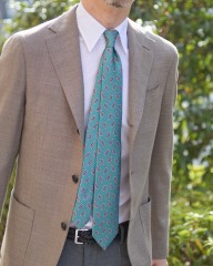 FRANCO BASSIブルーグリーン ペイズリー柄 タイ【シルク】mb_01l