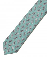 FRANCO BASSIブルーグリーン ペイズリー柄 タイ【シルク】mb_04l