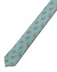 FRANCO BASSIブルーグリーン ペイズリー柄 タイ【シルク】mb_06l