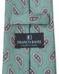 FRANCO BASSIブルーグリーン ペイズリー柄 タイ【シルク】mb_08l
