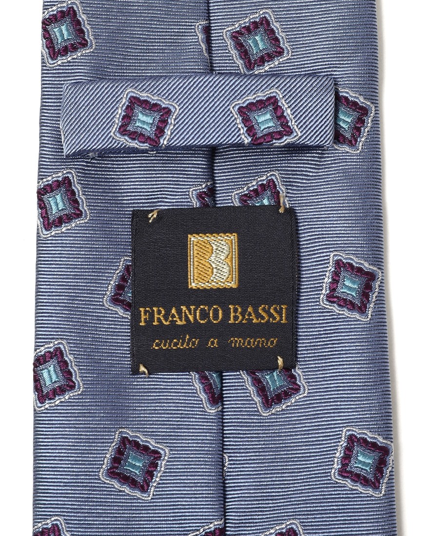 FRANCO BASSIライトブルー スクエア小紋柄 タイ【シルク】08l