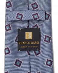 FRANCO BASSIライトブルー スクエア小紋柄 タイ【シルク】mb_08l