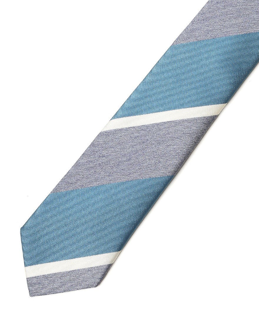 FRANCO BASSIブルー ストライプ タイ【シルク】04l