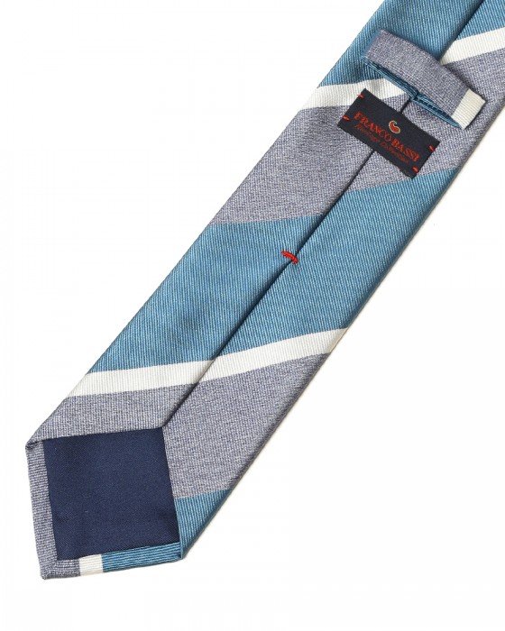 FRANCO BASSIブルー ストライプ タイ【シルク】05l