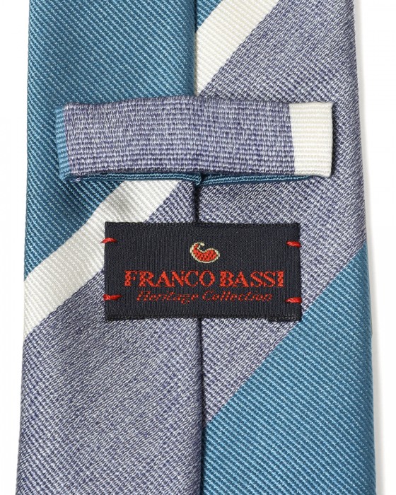 FRANCO BASSIブルー ストライプ タイ【シルク】08l