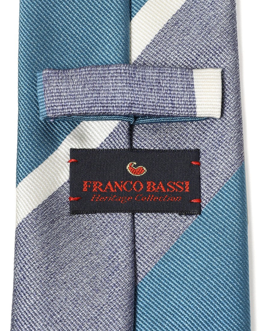 FRANCO BASSIブルー ストライプ タイ【シルク】08l