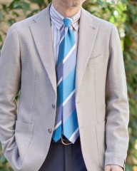 FRANCO BASSIブルー ストライプ タイ【シルク】mb_01l