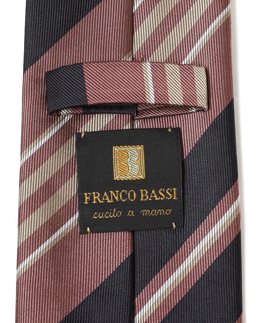 FRANCO BASSIパープル マルチストライプ タイ【シルク】08l