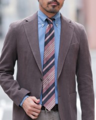 FRANCO BASSIパープル マルチストライプ タイ【シルク】mb_01l