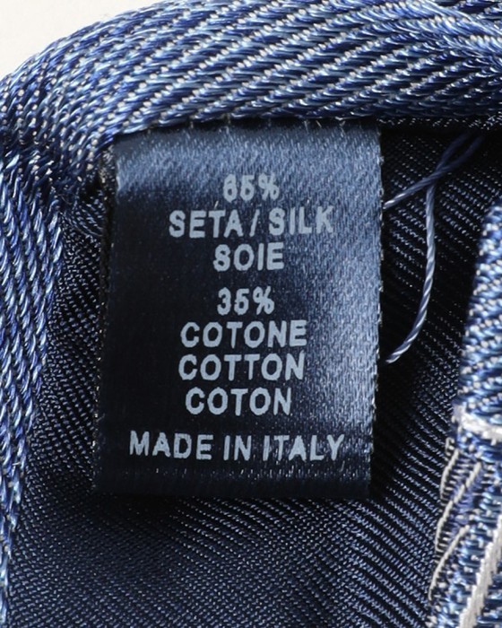 FRANCO BASSIブルー スクエア小紋柄 タイ【シルクコットン】09l