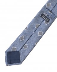 FRANCO BASSIブルー スクエア小紋柄 タイ【シルクコットン】mb_05l