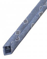 FRANCO BASSIブルー スクエア小紋柄 タイ【シルクコットン】mb_07l