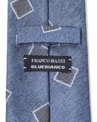 FRANCO BASSIブルー スクエア小紋柄 タイ【シルクコットン】mb_08l