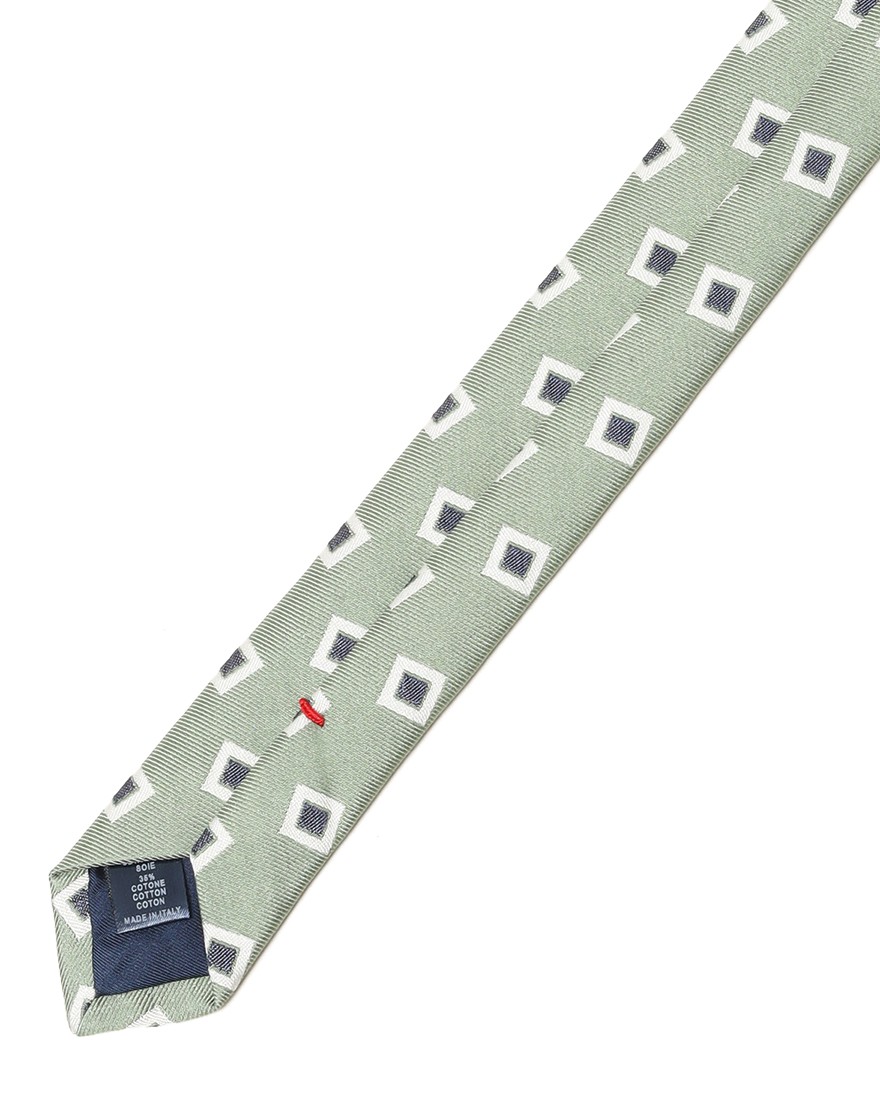 FRANCO BASSIグリーン スクエア小紋柄 タイ【シルクコットン】07l