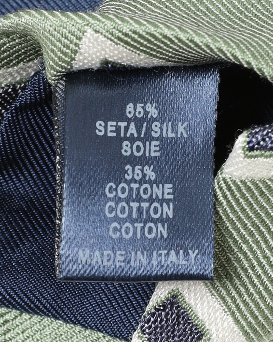 FRANCO BASSIグリーン スクエア小紋柄 タイ【シルクコットン】09l