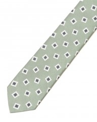 FRANCO BASSIグリーン スクエア小紋柄 タイ【シルクコットン】mb_04l