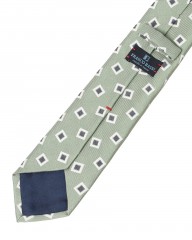 FRANCO BASSIグリーン スクエア小紋柄 タイ【シルクコットン】mb_05l