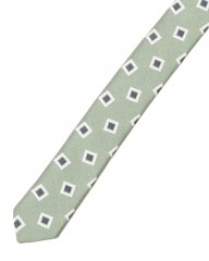 FRANCO BASSIグリーン スクエア小紋柄 タイ【シルクコットン】mb_06l