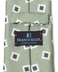 FRANCO BASSIグリーン スクエア小紋柄 タイ【シルクコットン】mb_08l