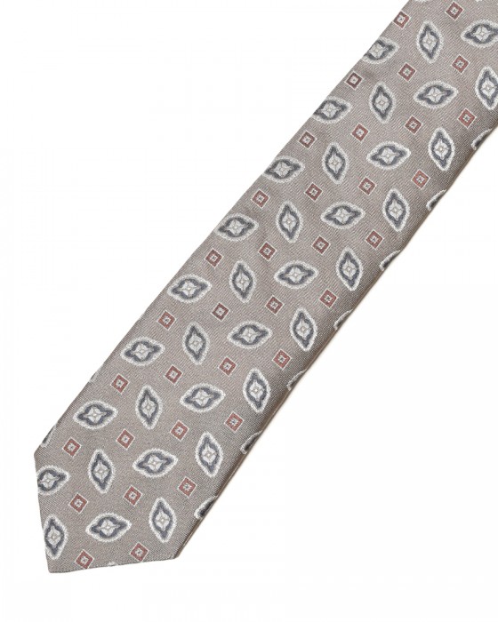 FRANCO BASSIグレージュ 小紋柄 タイ【シルク】04l