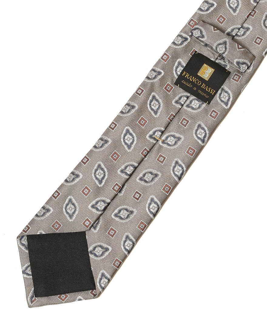 FRANCO BASSIグレージュ 小紋柄 タイ【シルク】05l