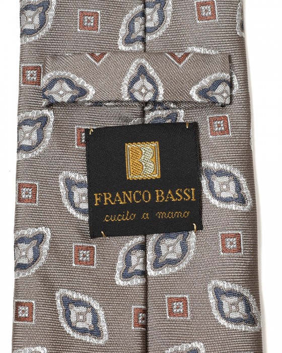 FRANCO BASSIグレージュ 小紋柄 タイ【シルク】08l