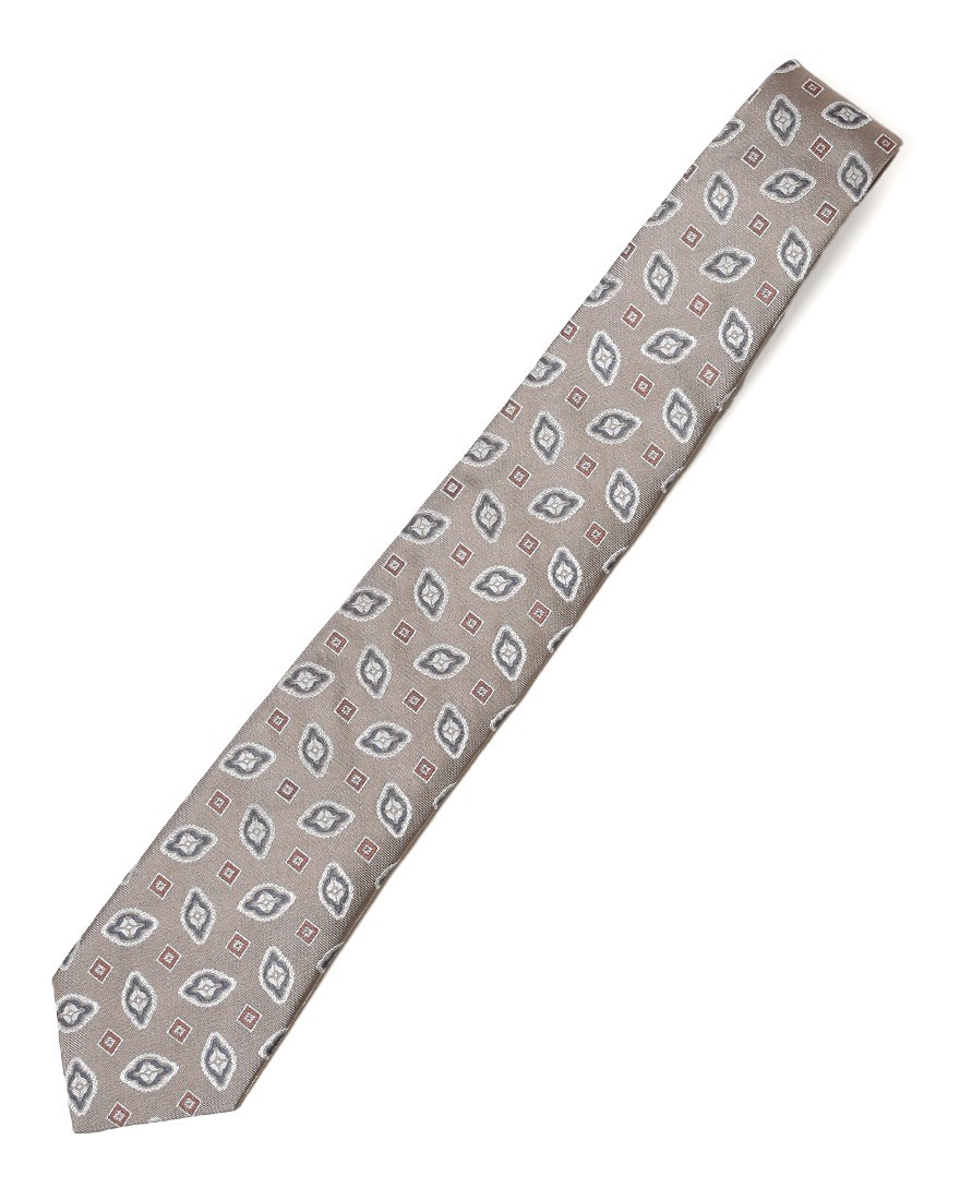 FRANCO BASSIグレージュ 小紋柄 タイ【シルク】ma