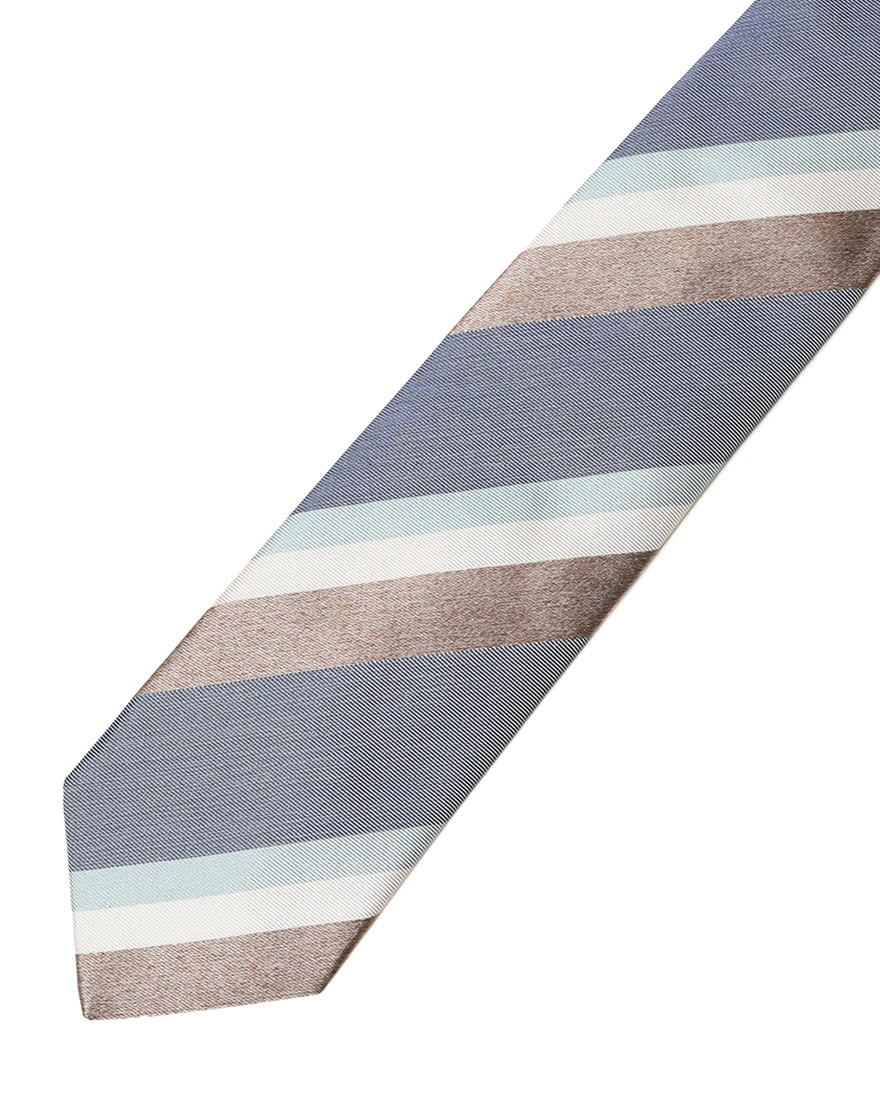 FRANCO BASSIブルー マルチストライプ タイ【シルク】04l