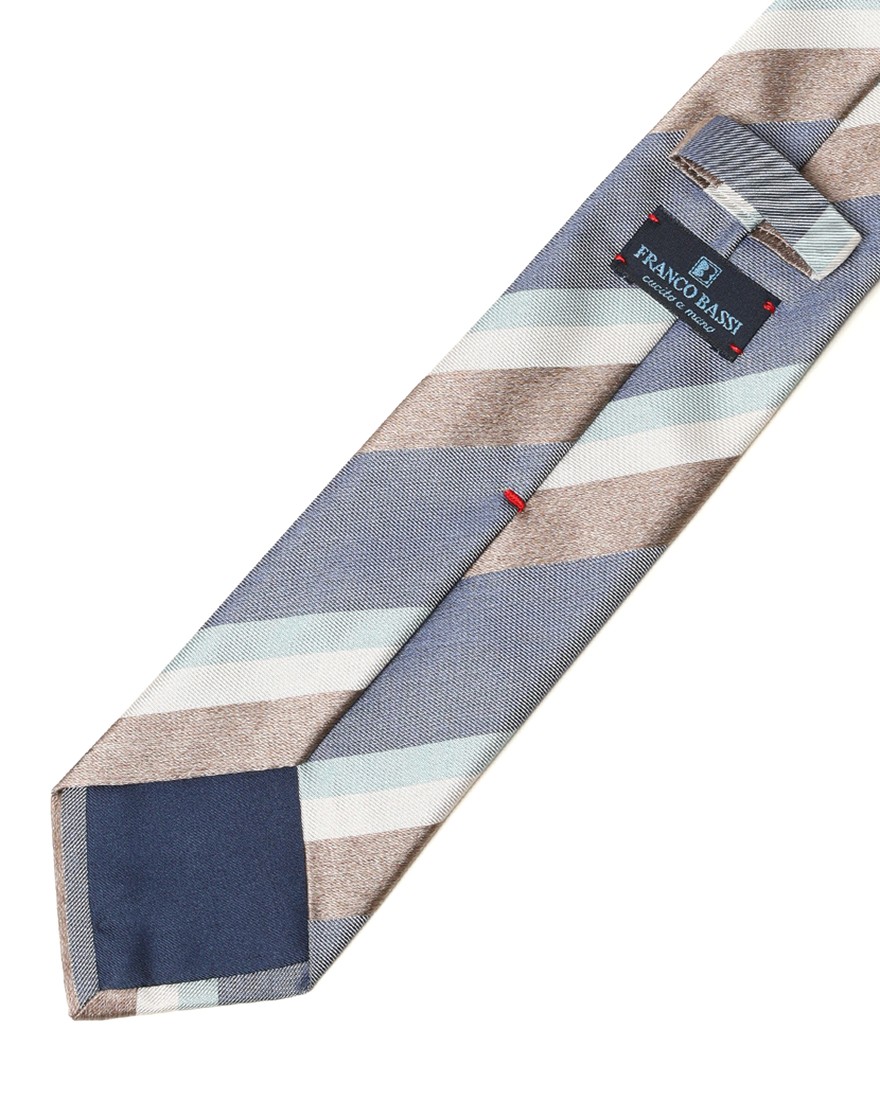 FRANCO BASSIブルー マルチストライプ タイ【シルク】05l