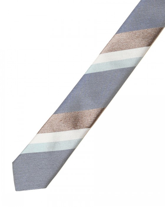 FRANCO BASSIブルー マルチストライプ タイ【シルク】06l