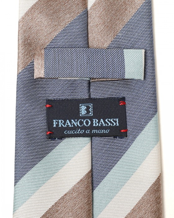 FRANCO BASSIブルー マルチストライプ タイ【シルク】08l