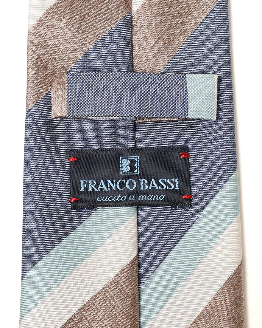 FRANCO BASSIブルー マルチストライプ タイ【シルク】08l