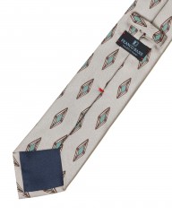 FRANCO BASSIベージュ ダイヤ柄 タイ【シルク】mb_05l