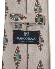 FRANCO BASSIベージュ ダイヤ柄 タイ【シルク】mb_08l