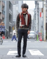 GIERREオレンジ ジオメトリック ストールmb_ma