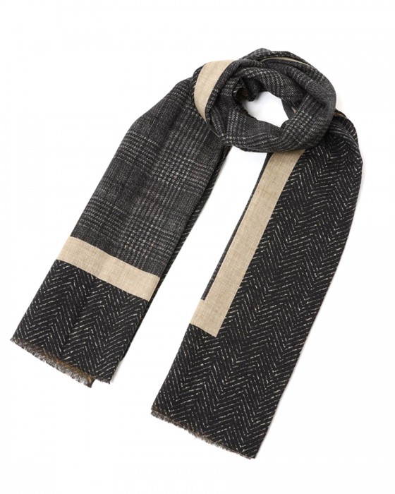 GIERREグレンチェック パネル ダブルフェイスストール c0