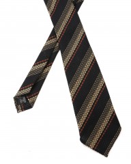 atto vannucci（アットヴァンヌッチ）ガーゼストライプ ブラック×ゴールドシルクタイ【Settepieghe/セッテピエゲ】