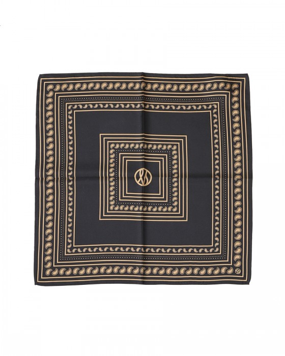 LESCARFバイカラーペイズリー シルクスカーフ【50cm×50cm】04l