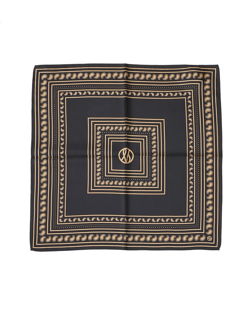 LESCARFバイカラーペイズリー シルクスカーフ【50cm×50cm】04l