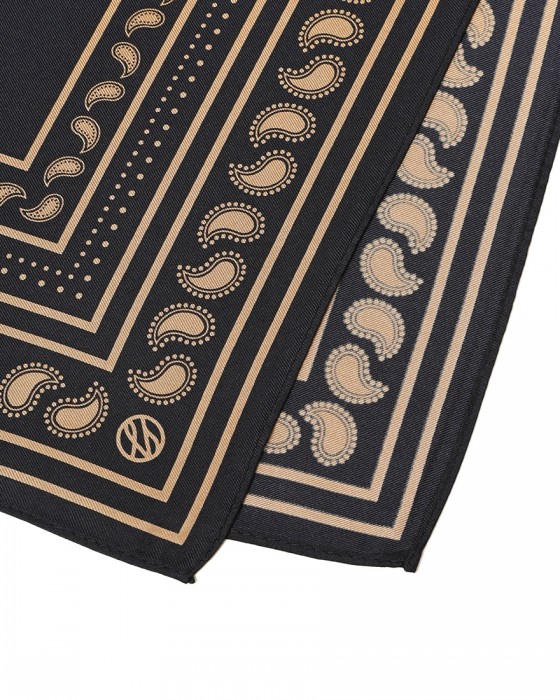 LESCARFバイカラーペイズリー シルクスカーフ【50cm×50cm】06l