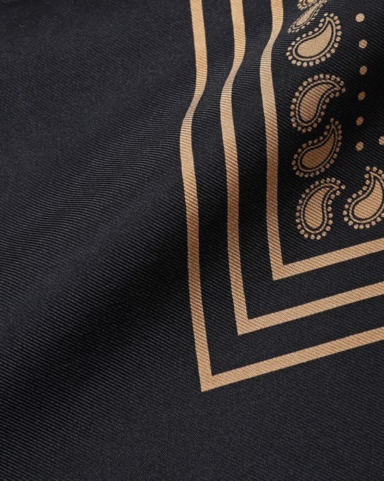 LESCARFバイカラーペイズリー シルクスカーフ【50cm×50cm】07l