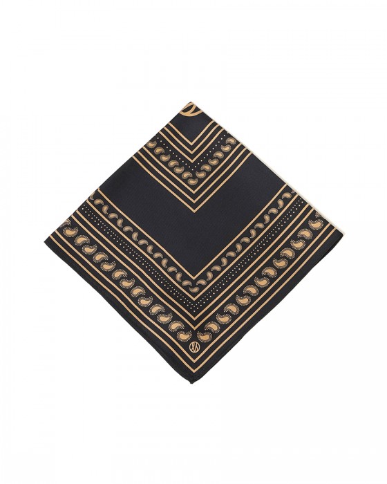 LESCARFバイカラーペイズリー シルクスカーフ【50cm×50cm】