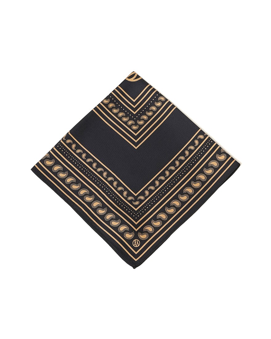 LESCARFバイカラーペイズリー シルクスカーフ【50cm×50cm】