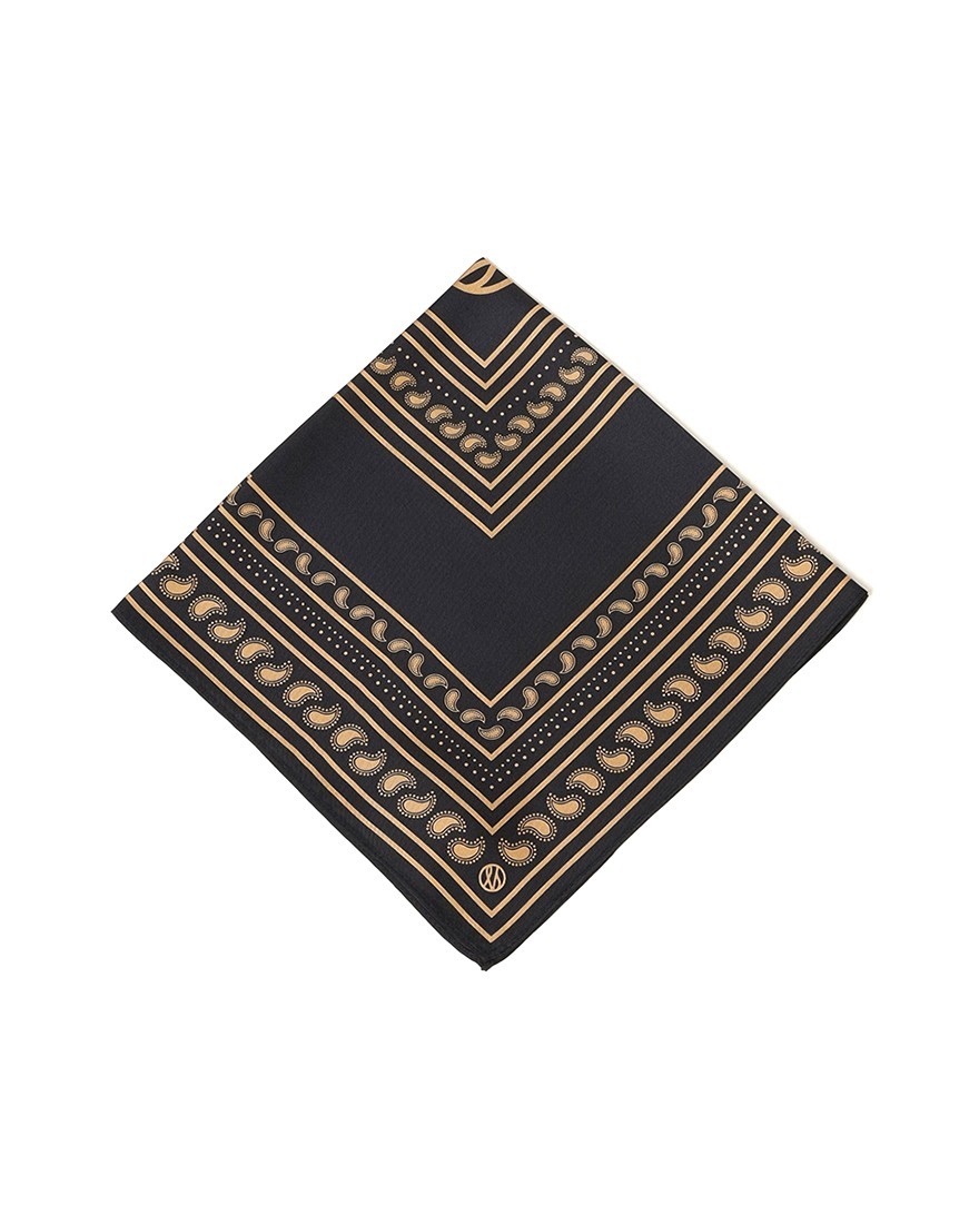 LESCARFバイカラーペイズリー シルクスカーフ【50cm×50cm】ma