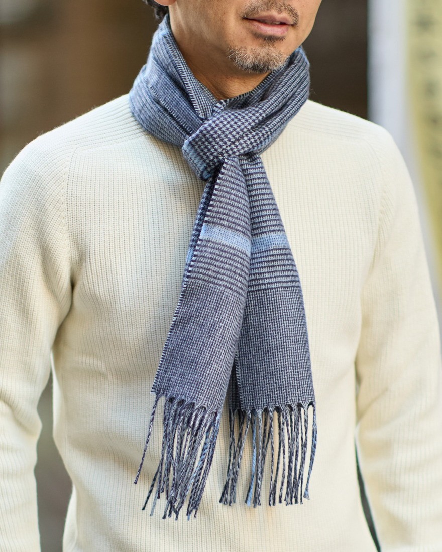 PIACENZAグレンチェック シルクカシミヤ ストール07l